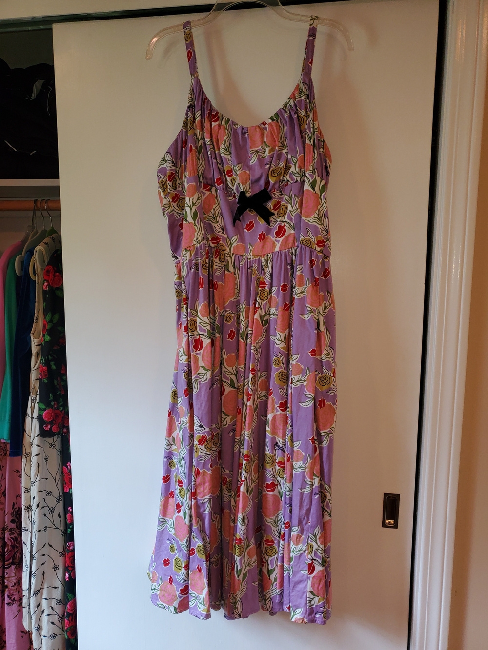 Pinup Couture Mary Blair Floral Dress in Lavender, Pink & Green